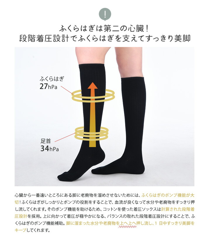 楽天市場】着圧ソックス 綿混 着圧 靴下 おしゃれ見え 着圧