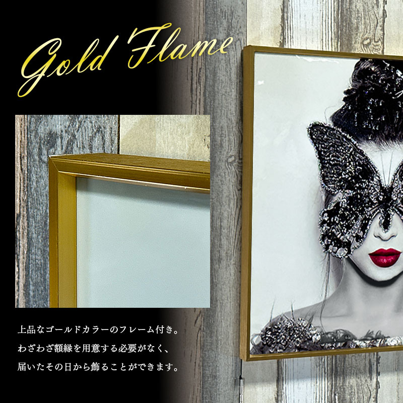 楽天市場】水晶パネル アートパネル 50×50cm 金フレーム付き 女性 人物