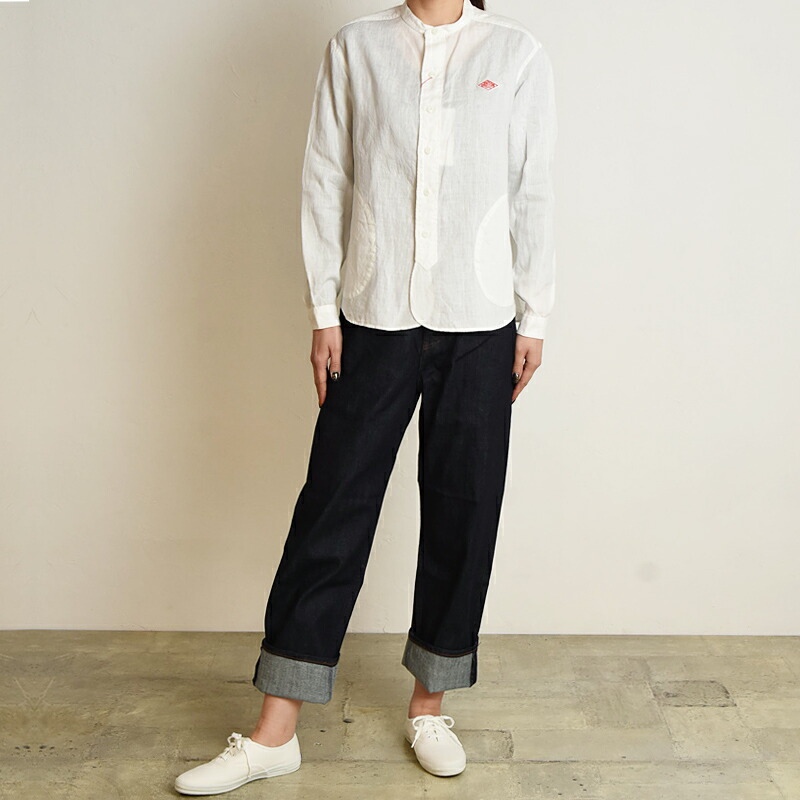 楽天市場】DANTON ダントン 長袖 リネン バンドカラー シャツ