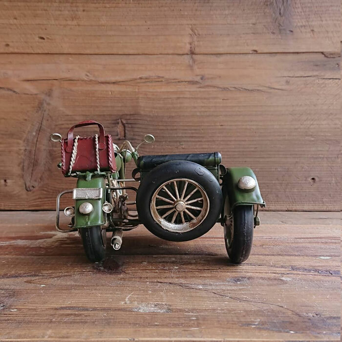 楽天市場】サイドカー オートバイ バイク 置物 レトロ ブリキ 細工