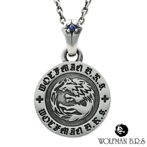 楽天市場】ムーン ウルフ メダル ネックレス チェーン付 シルバー925