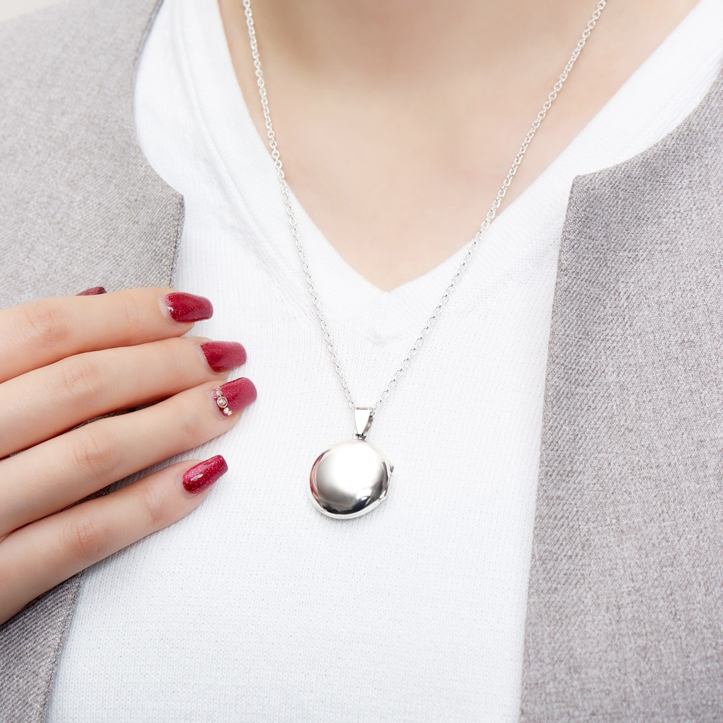 楽天市場】シンプル ラウンド ロケットペンダント シルバー ネックレス