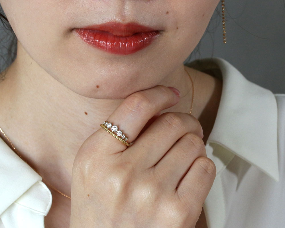 楽天市場】K18 PT 天然ダイヤモンド 計0.37ct ティアラリング 6号〜16