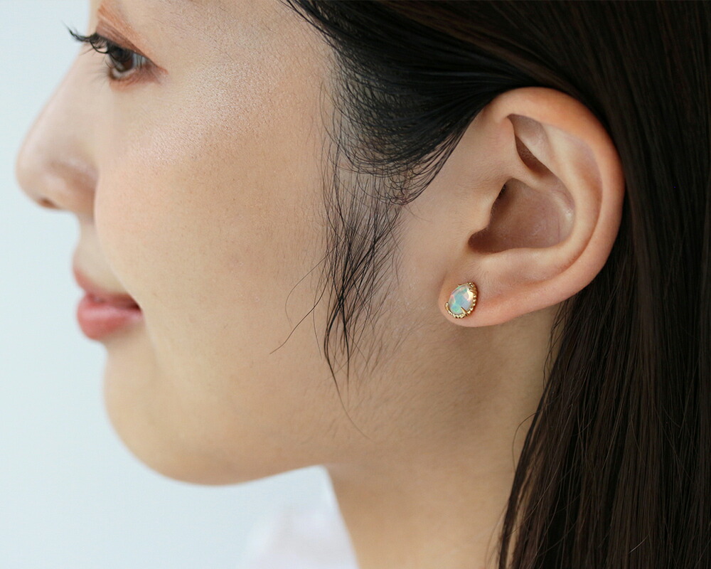 楽天市場】K18 エチオピアオパール ピアス イエローゴールド