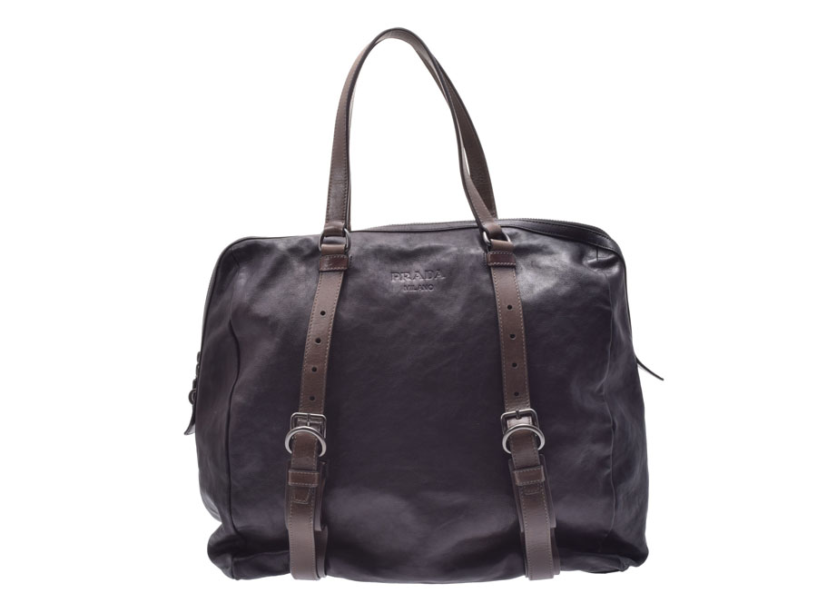楽天市場】中古 プラダ トートバッグ レザー 黒/茶 VA0749 PRADA