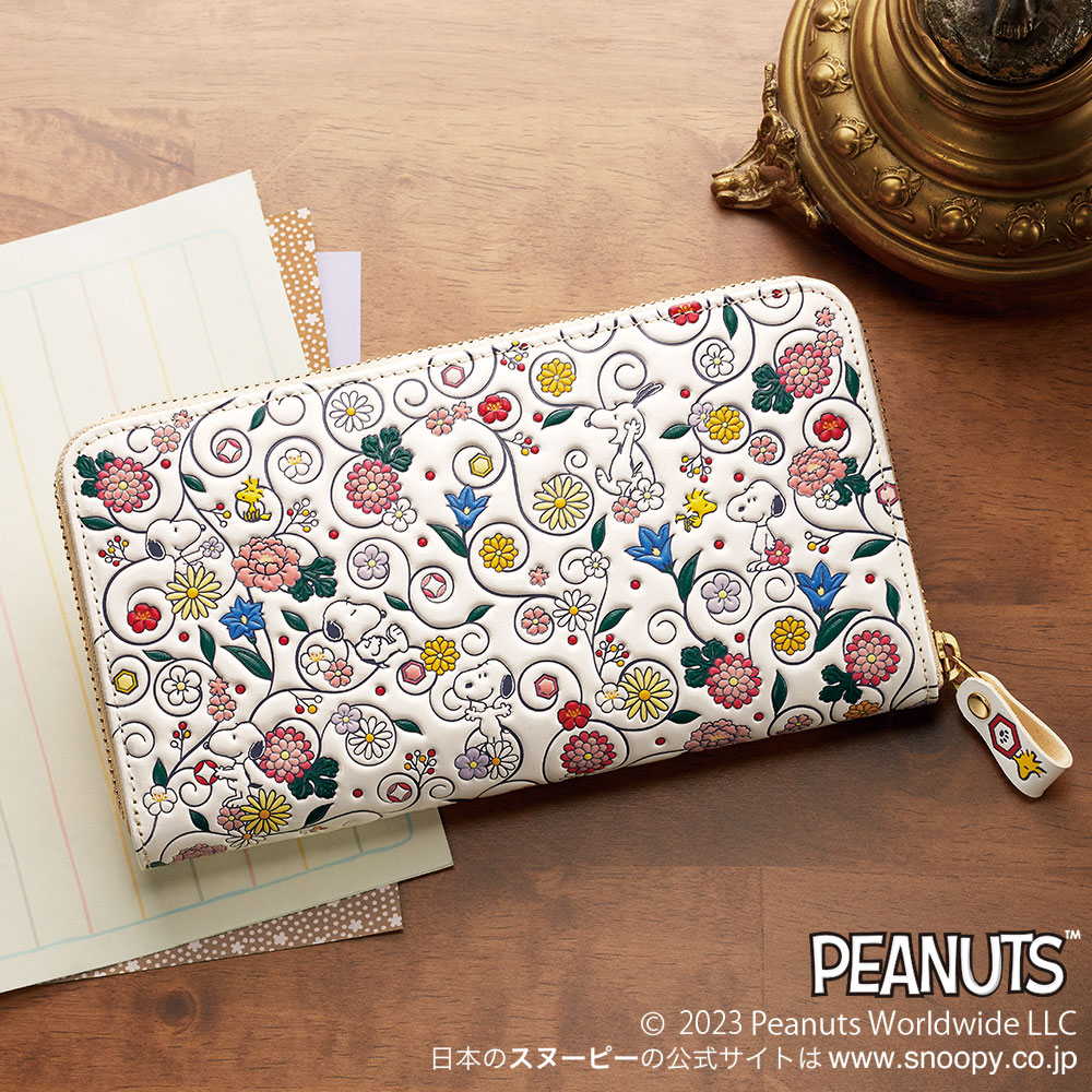 楽天市場】スヌーピー SNOOPY 日本製 しあわせの花唐草 浅草文庫 牛革