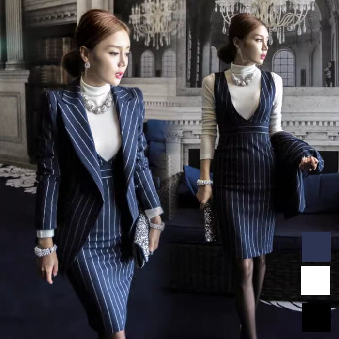 楽天市場】ワンピース セットアップ ストライプ柄 テーラードカラー