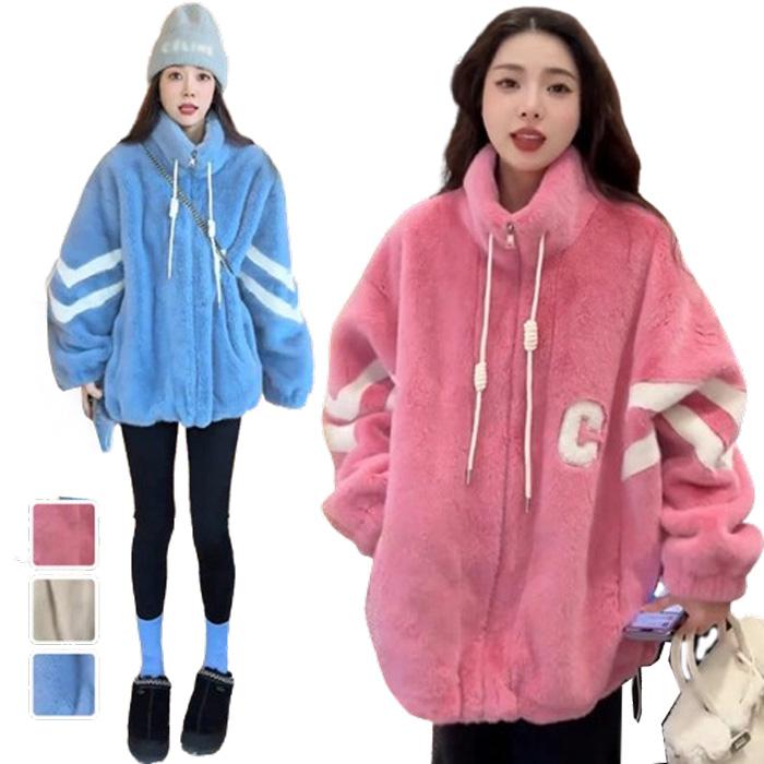 楽天市場】3色 ボア ジャケットもこもこ フリース ブルゾン ハート型