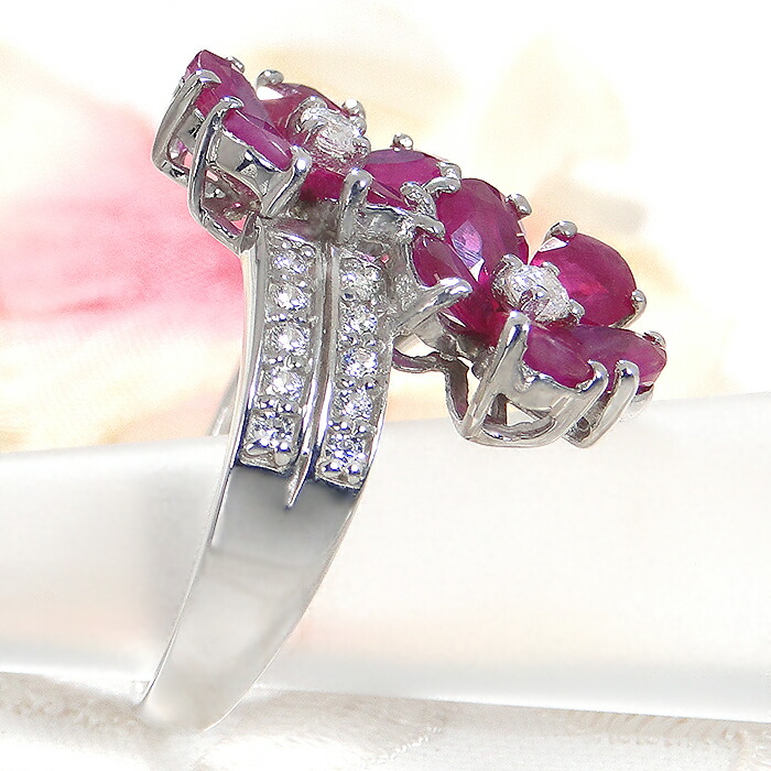 楽天市場】Pt900 フラワーモチーフ ルビー ダイヤモンドリング