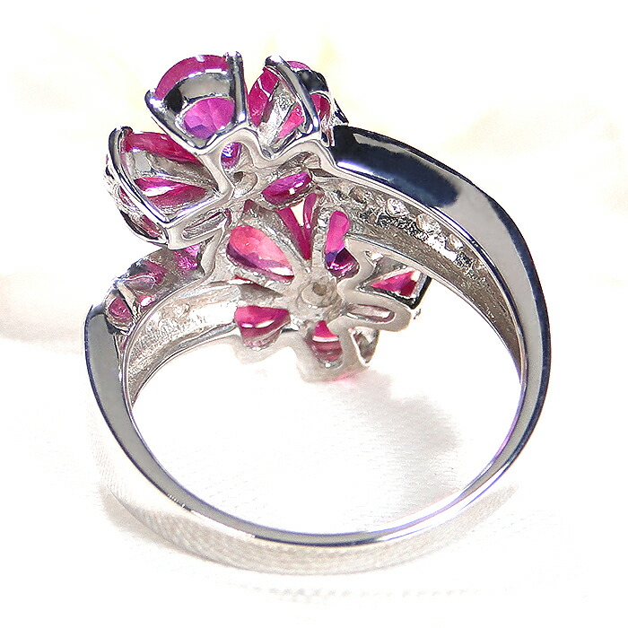 楽天市場】Pt900 フラワーモチーフ ルビー ダイヤモンドリング