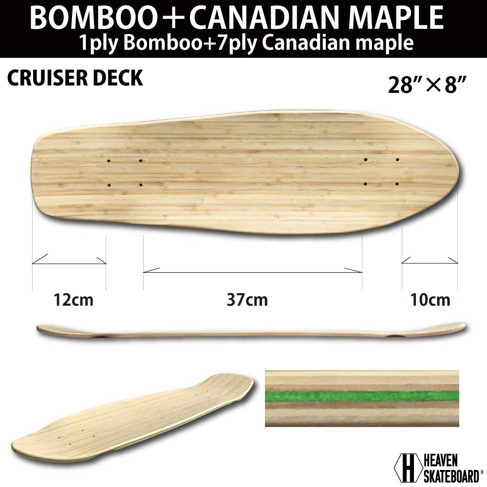 楽天市場】ブランクデッキ スケートボード HEAVEN CRUISER DECK 28×8