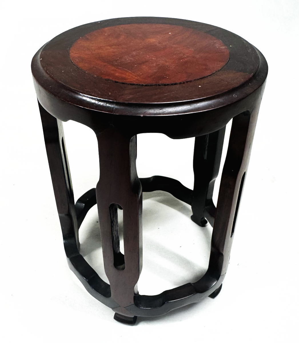 ◇重厚 唐木 花台 香炉台 猫脚 唐獅子透かし彫 重量4.6kg ②◇