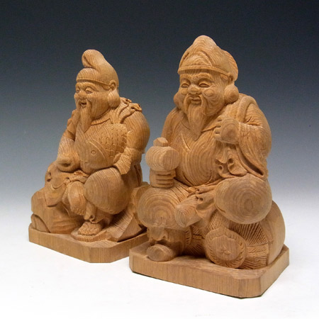 楽天市場】楠 恵比寿大黒 高さ16cm 木彫り 七福神 置物 [Ryusho] : 龍