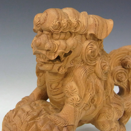 楽天市場】国産欅 玉獅子 高さ15cm 木彫り 置物 玉獅子 狛犬 [Ryusho