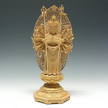 楽天市場】柘植 千手観音菩薩 立像 高さ32cm 木彫り 仏像 [Ryusho