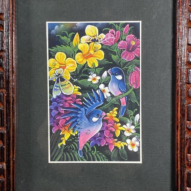 楽天市場】【インテリア雑貨 おしゃれ バリ風】 バリ 絵画 鳥の絵 花と