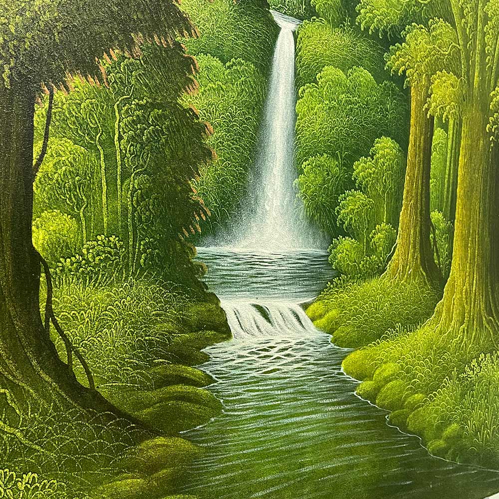 楽天市場】森の絵 滝の絵 森の滝 フレームなし W90×H70cm 緑 グリーン