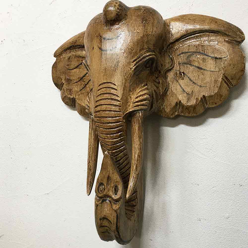 楽天市場】【インテリア雑貨 おしゃれ バリ風】 木彫り 木製 ゾウの頭