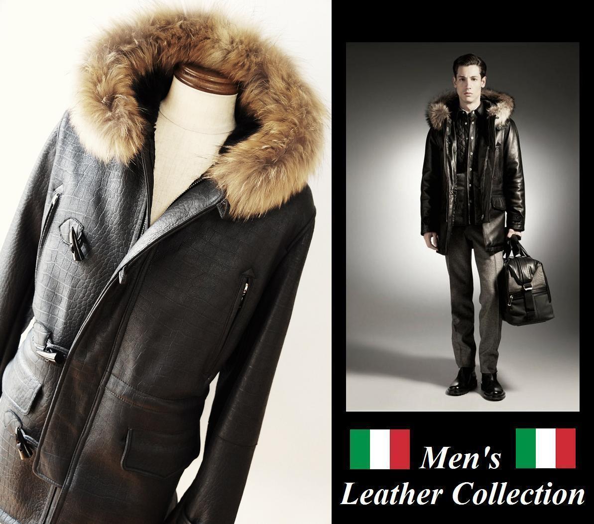 楽天市場】ラクーンファー&ラム革クロコ型押レザー総ムートンコート