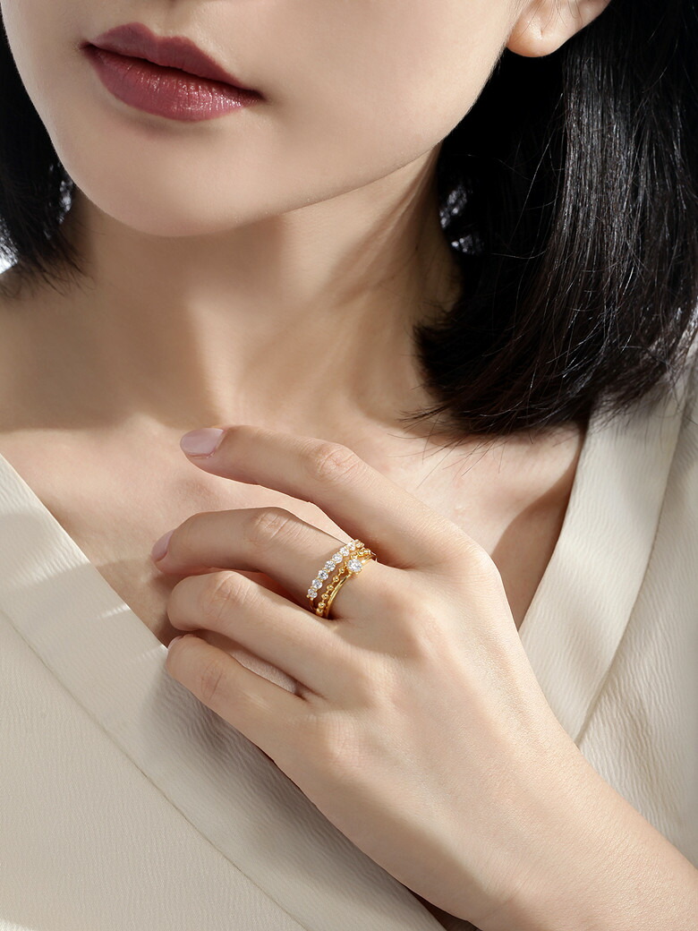 楽天市場】リング 指輪 レディース 三連 重ね付け 華奢 ピンクゴールド