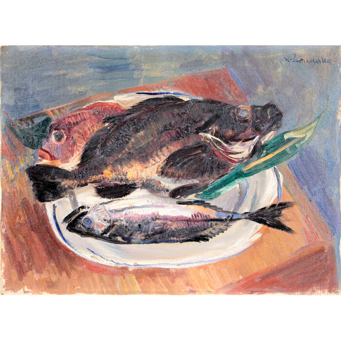 楽天市場】絵画 上野山清貢 油絵・油彩画 『魚』 静物 魚 力強い