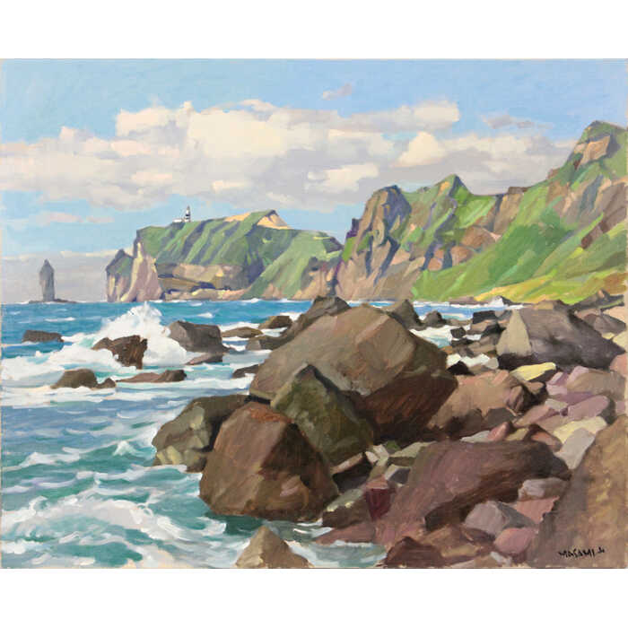 楽天市場】絵画 山岸正巳 油絵・油彩画 『神威岬の荒磯』 崖 海 海岸