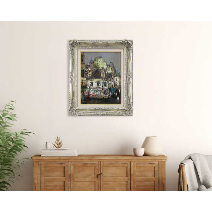 楽天市場】絵画 大塚健二 油絵・油彩画 『街』 人々 家 店 街 道 風景