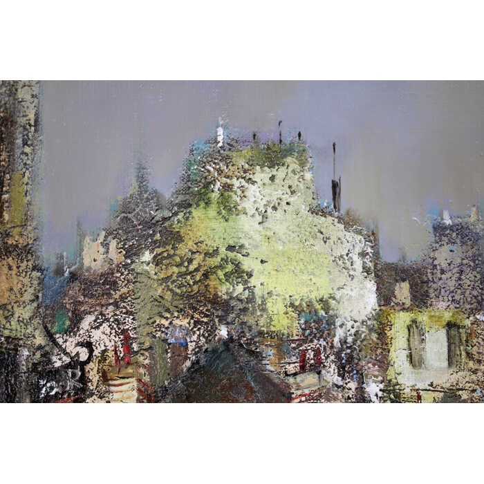 楽天市場】絵画 大塚健二 油絵・油彩画 『街』 人々 家 店 街 道 風景