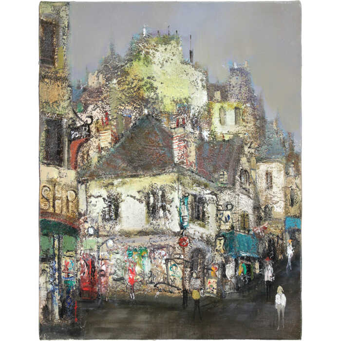 楽天市場】絵画 大塚健二 油絵・油彩画 『街』 人々 家 店 街 道 風景