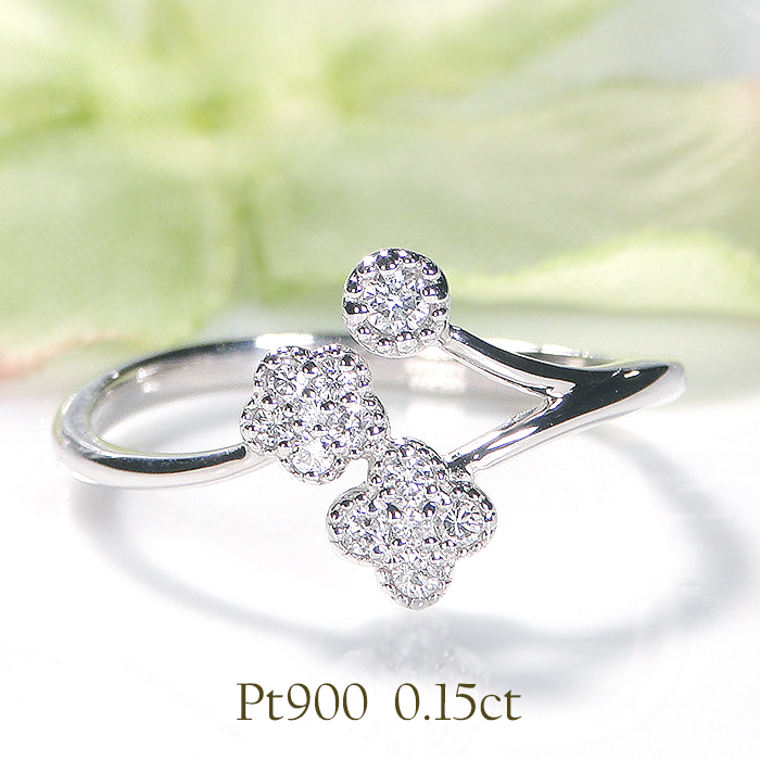 楽天市場】Pt900/K18YG/PG フラワー ダイヤモンド リング【0.15ct