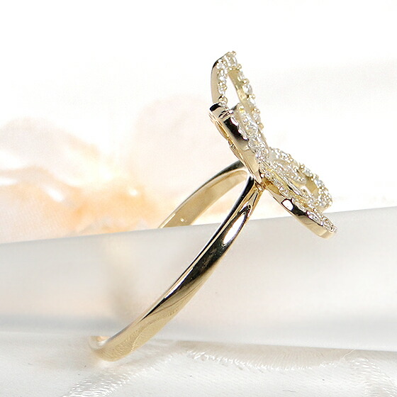 楽天市場】Pt900/K18YG/PG 蝶モチーフ ダイヤモンド リング【0.4ct