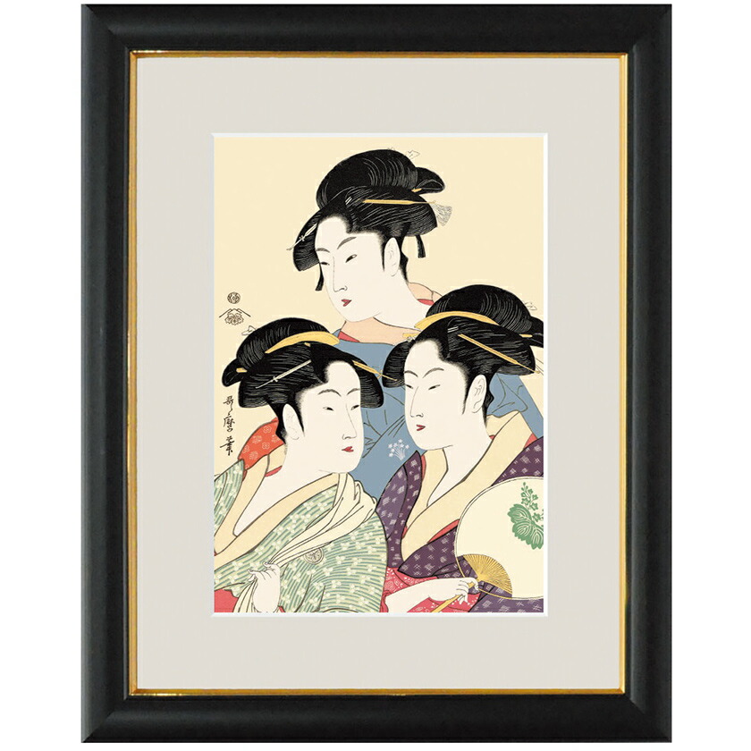 楽天市場】喜多川歌麿 複製名画 寛政の三美人 額装 浮世絵 : 光ネット