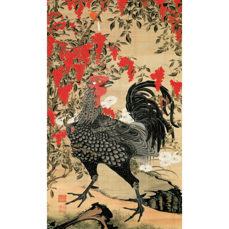 楽天市場】伊藤若冲 動植綵絵 南天雄鶏図 高級仕様 額 美術品