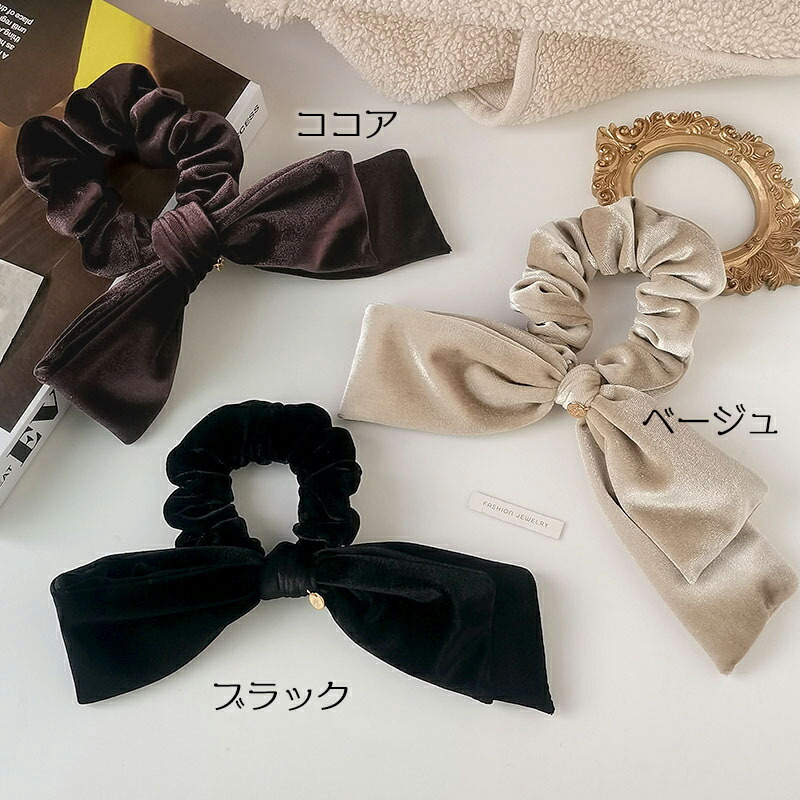 楽天市場】ベロアリボンシュシュ ヘアゴム ビッグリボン ヘア