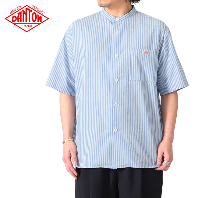 楽天市場】DANTON ダントン コットンリネン ストライプ バンドカラー