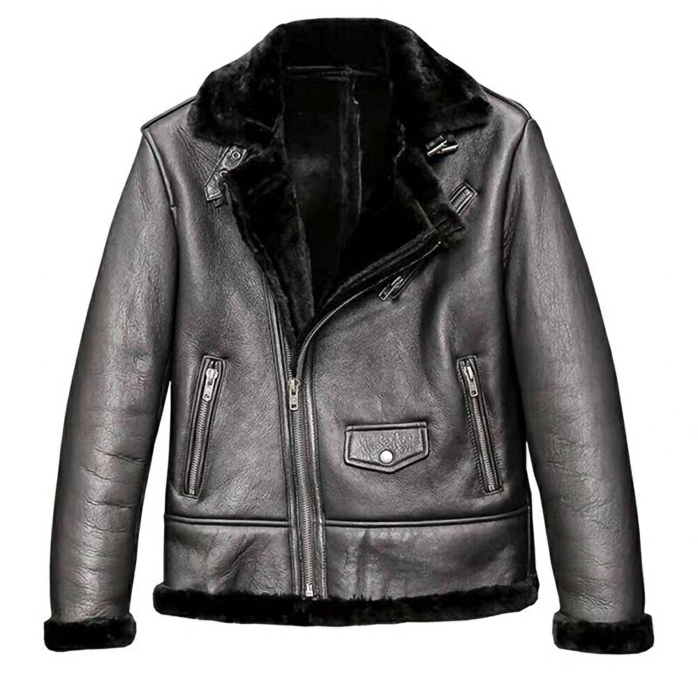 楽天市場】革ジャン 防寒性バッチリ ジャケット ムートン毛皮一枚