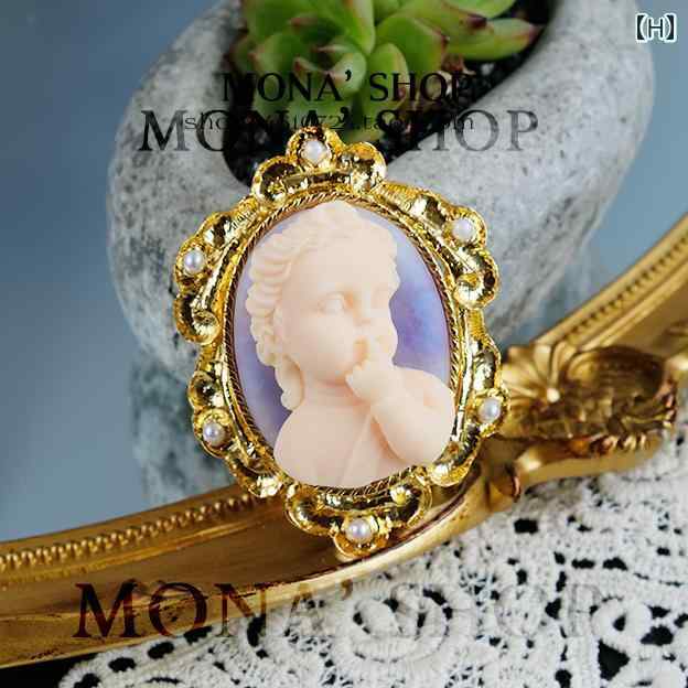 楽天市場】ブローチ ピン おしゃれ 天使 カメオ 中世 レディース