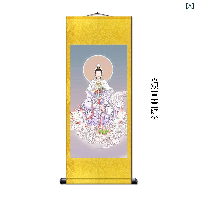 楽天市場】掛け軸 観音菩薩像 仏画 宗教画 中国画 水墨画 複製画 絹本
