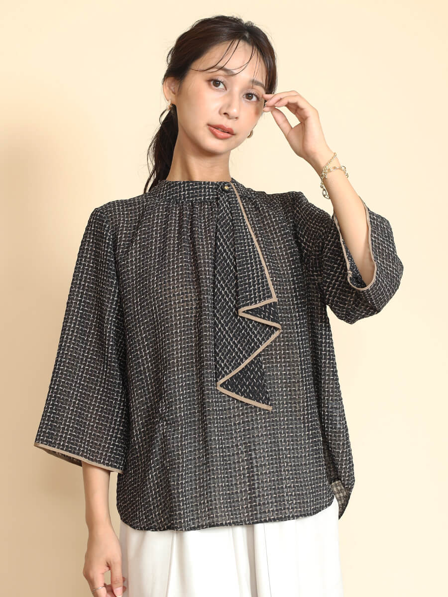 楽天市場】FENNEL フェンネル ジオメトリックスカーフタイブラウス