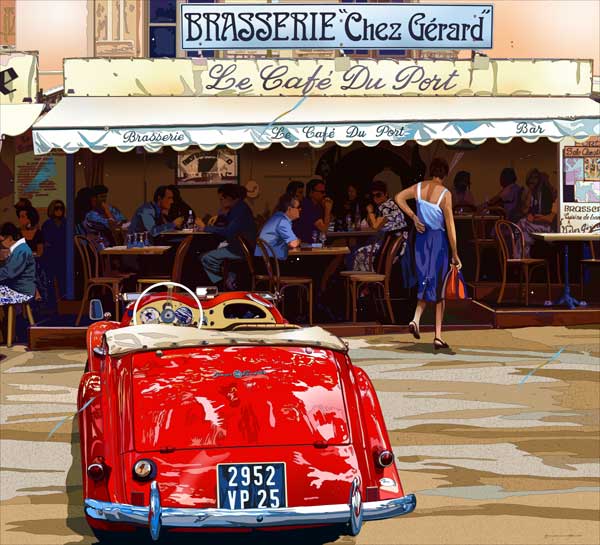 楽天市場】鈴木英人「波止場のひととき」-ROMANTIC HARBOR CAFE- 2010