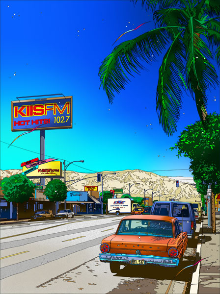 楽天市場】鈴木英人「ロックンロールな並木道」 2014年 EMグラフ 額付