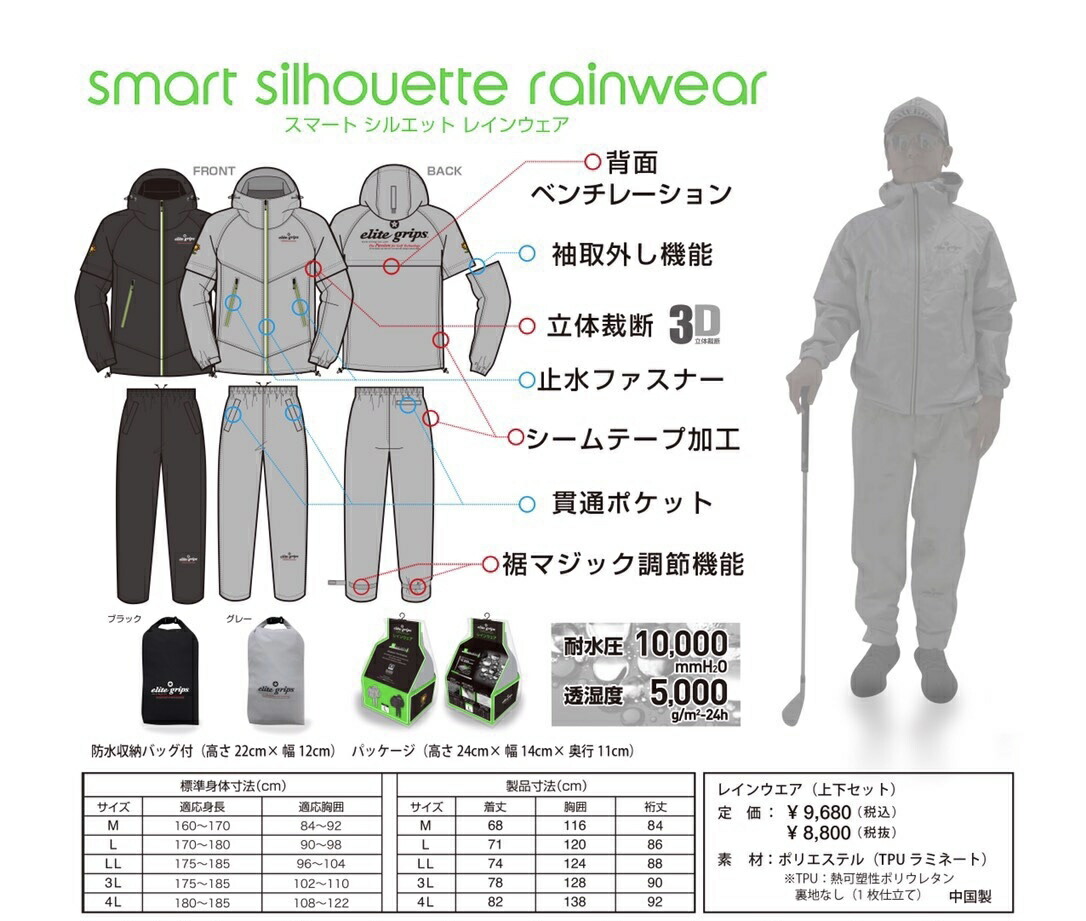 楽天市場】エリートグリップ elitegrips レインウェア ゴルフ smart