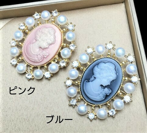 楽天市場】パール キュービックジルコニア カメオ ブローチ2カラー