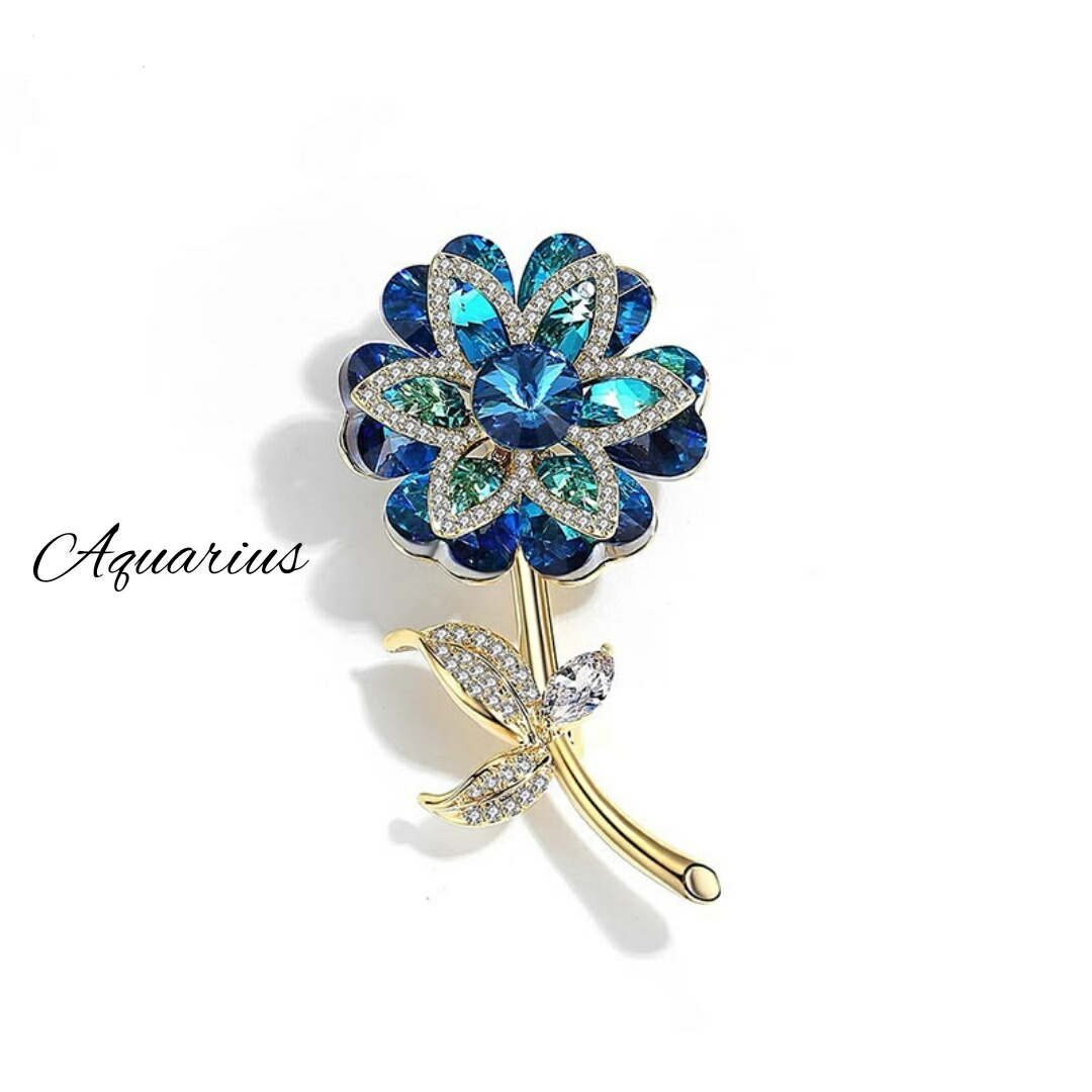 楽天市場】スワロフスキー 3D ブルー フラワー ブローチBタイプ : Aquarius