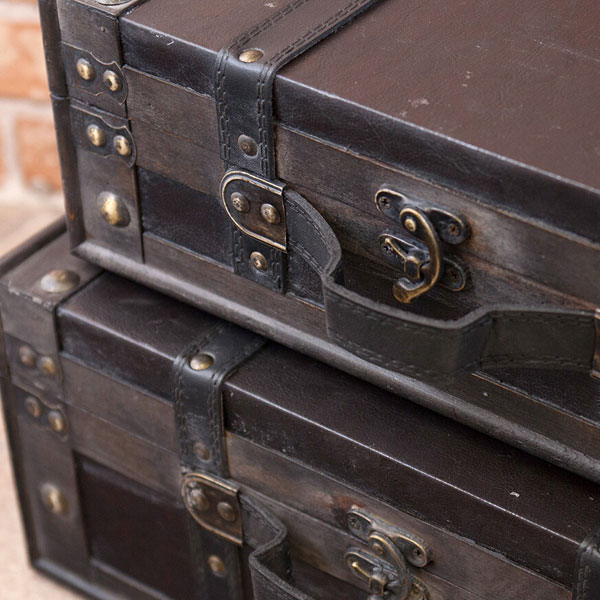 楽天市場】収納ケース/宝箱/トランク/木製 S/Lセット 収納トランク