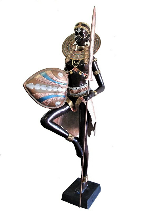 楽天市場】青銅 置物 ブロンズ像 アフリカ民芸 オブジェ 銅像 高さ