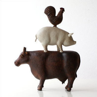 楽天市場】置物 インテリアオブジェ かわいい ウシ ブタ ニワトリ