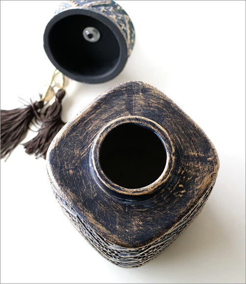 楽天市場】ポット 陶器 蓋付 おしゃ 小物入れ タッセル 置物 オブジェ