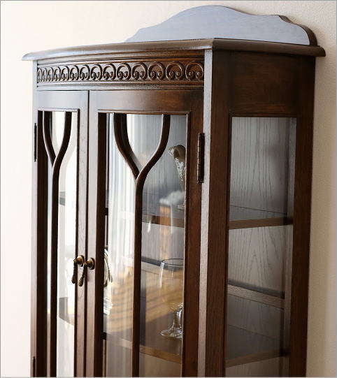 楽天市場】ガラスキャビネット 食器棚 飾り棚 天然木 カップボード