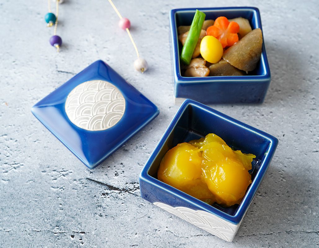 楽天市場】【SSクーポン配布中】ルリ釉銀彩 陶器 ミニ 重箱 2段 珍味鉢